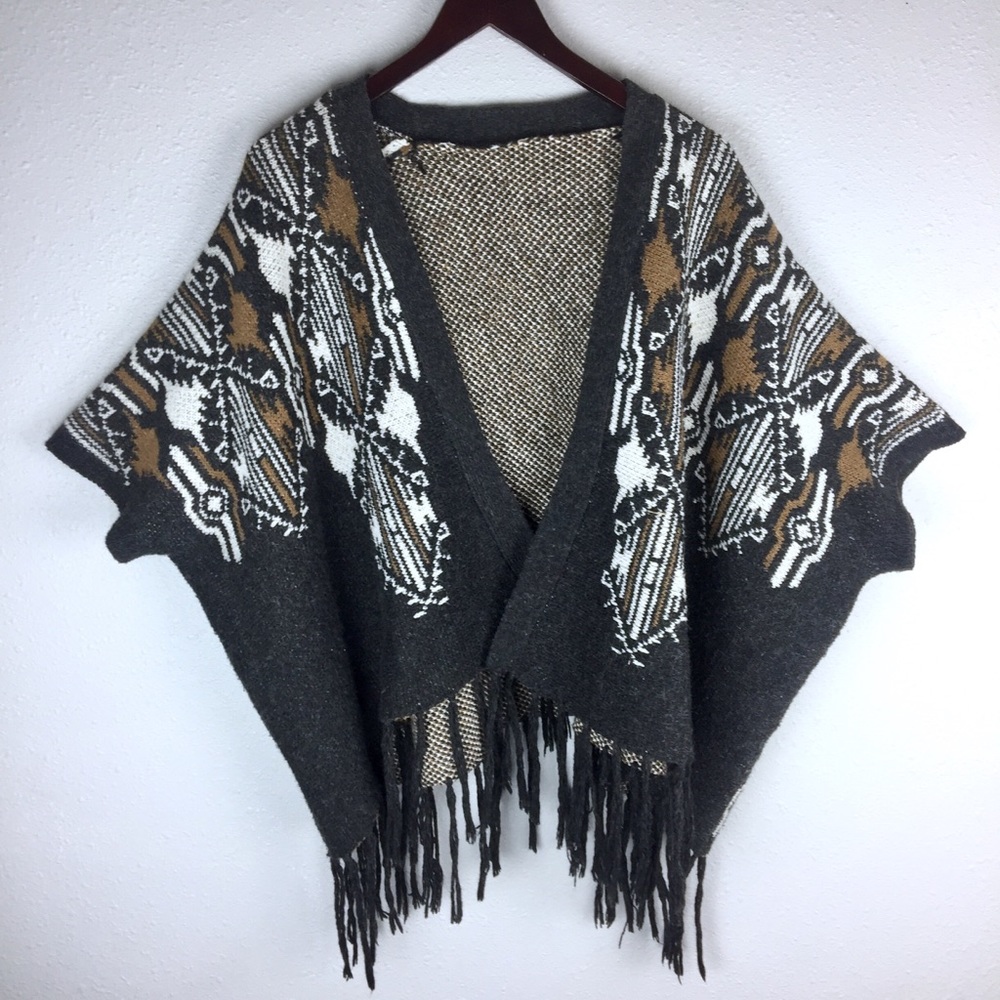 Batwing Poncho with Fringe